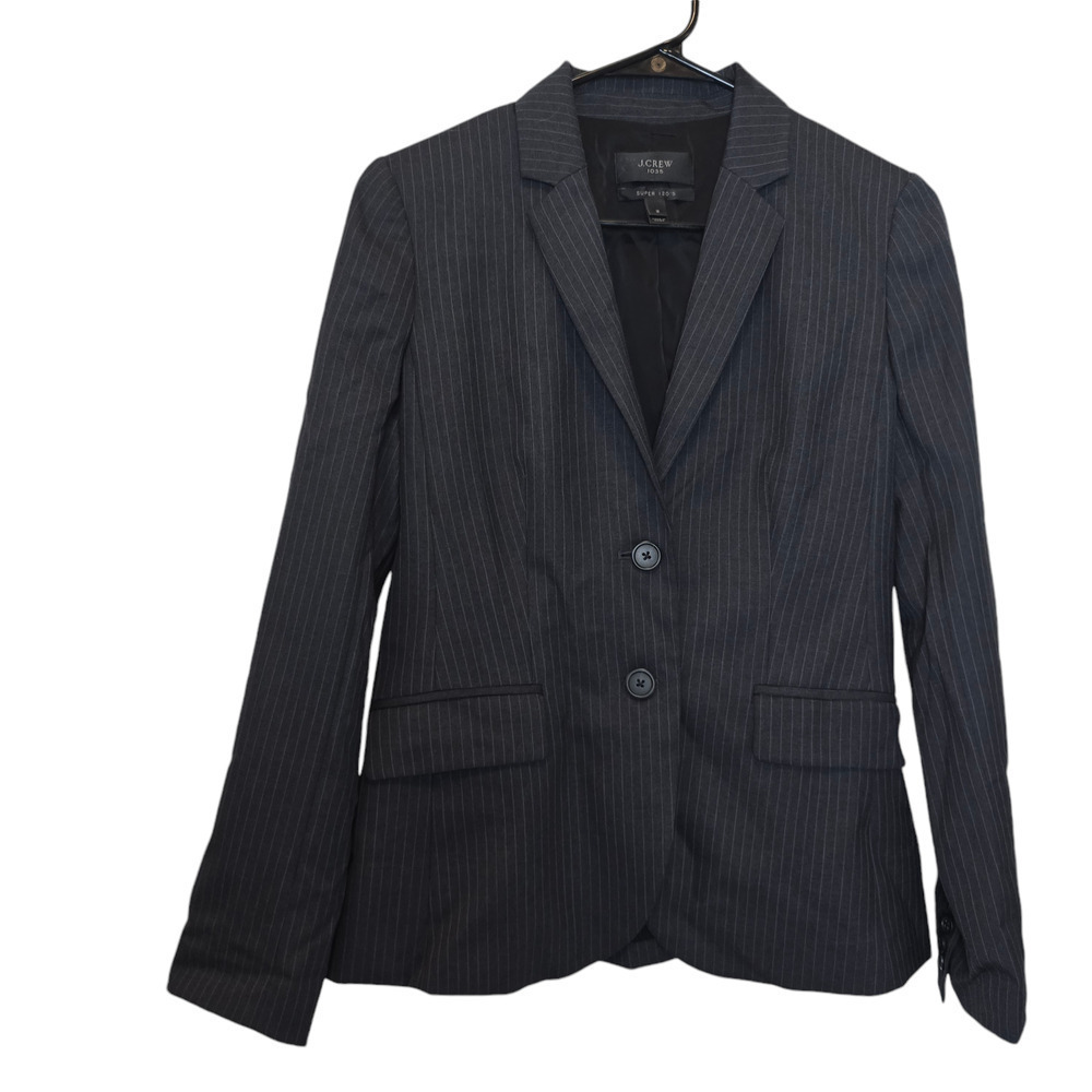 J. Crew Super 120s Pinstripe Wool Blazer Navy Size 2